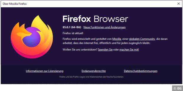 Update auf Firefox 85.0.1 stopft kritische Lücke
